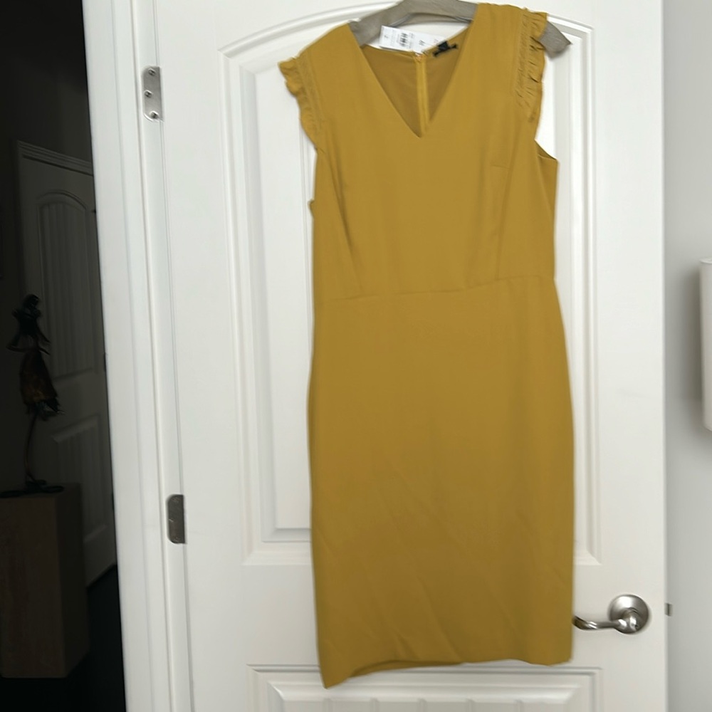 Gold Sleeves Dress With Back Slit